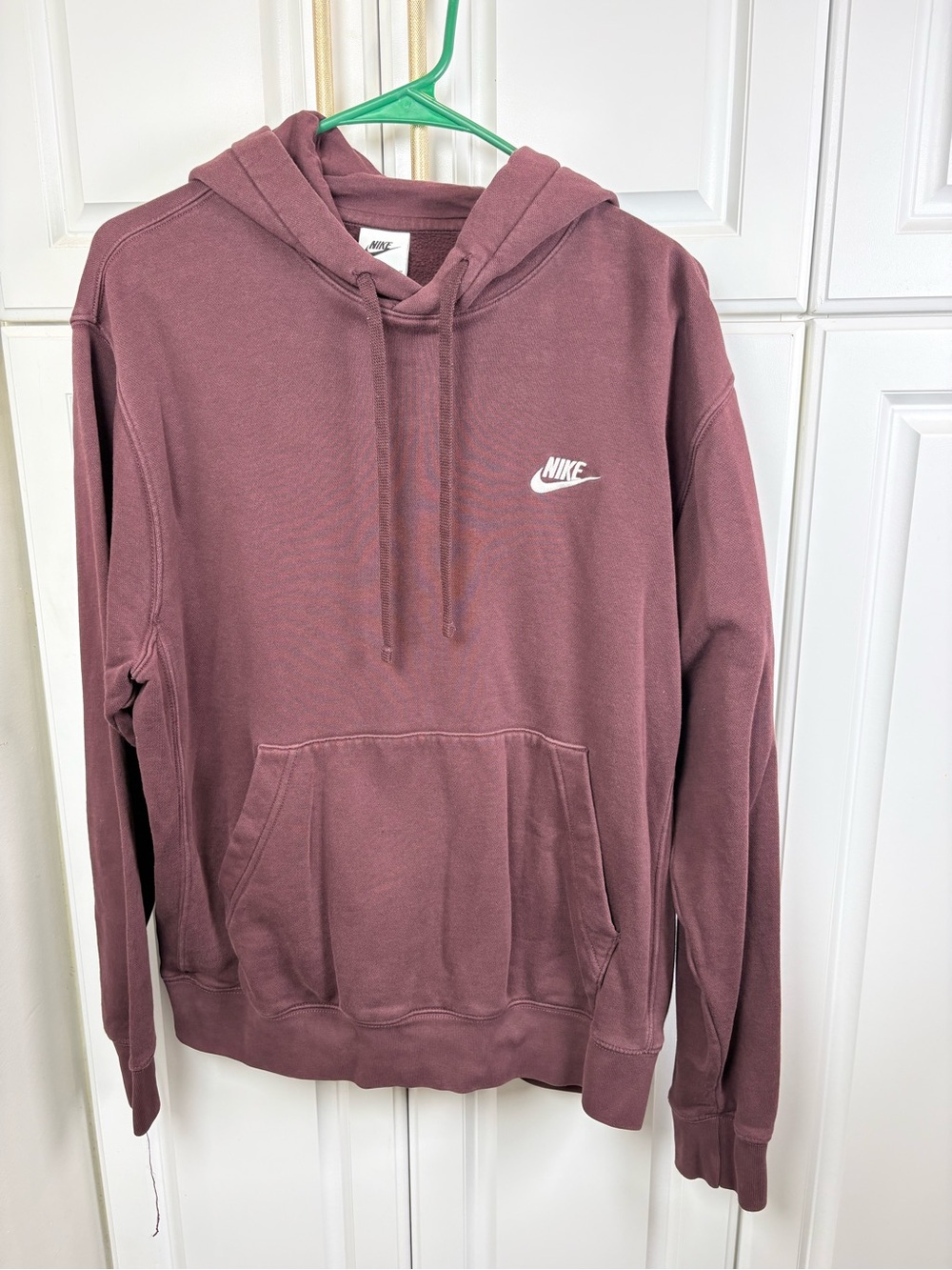 Nike Men's Dusty Rose (burgundy) Pullover Hoodie with White Swoosh